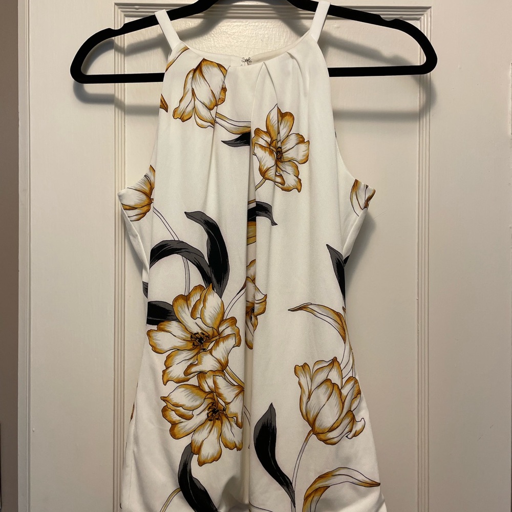 WHBM Stretch Halter Tank Top Floral XS New With Tags